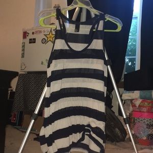 H&M sheer navy blue and grey striped tank top